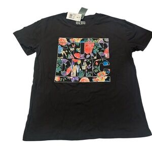 RUN DMC NEW colorful floral black cotton ladies tee size Small 2022